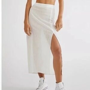 Free People Libby Lace Midi  Skirt  In Ivory Size S New Nwt